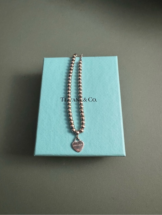 Tiffany & Co. Jewelry - Tiffany & Co. Sterling Silver Bead Necklace with Heart Tag - Silver